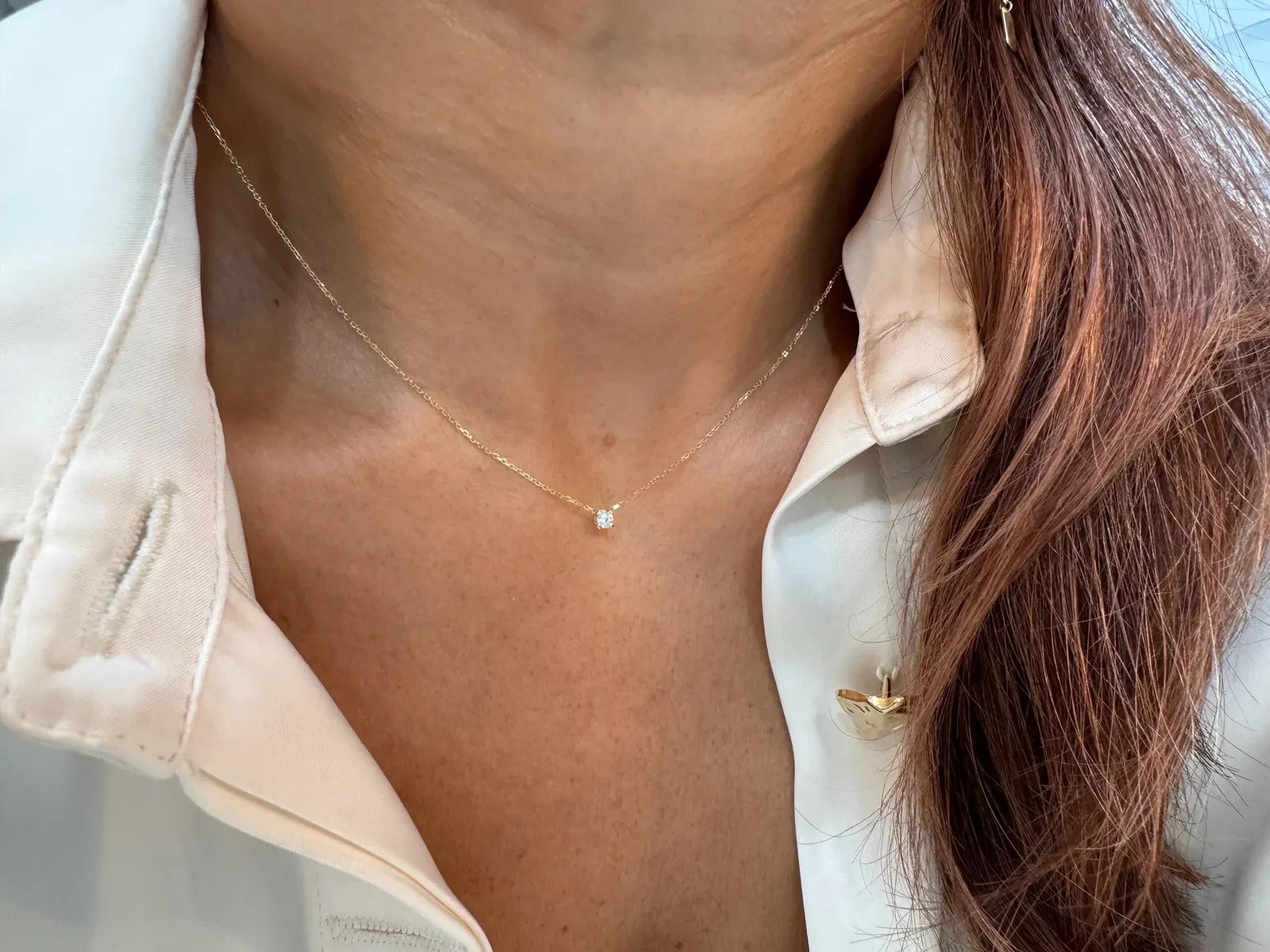 Lab Grown 1.00 Ct Round EF VS Diamond Solitaire Necklace in 14K Yellow Gold