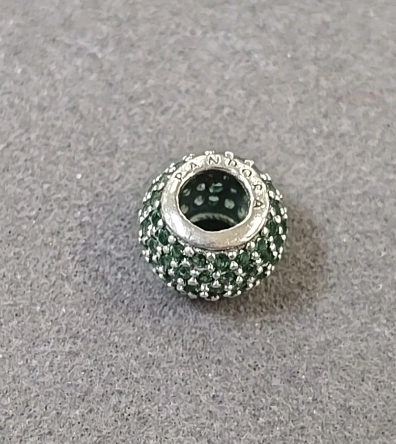 Authentic Pandora Sterling Silver Green Pave Lights #791051CZN