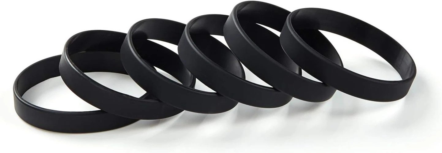 Versatile 6-Piece Black Silicone Wristbands – Ideal for Parties, Sports & Gifts