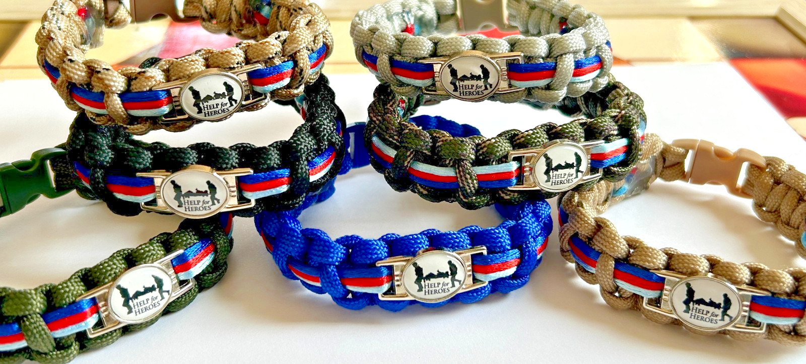 MILATARY COLOURS : Help4 Heroes Oval Stretcher Badge Bracelet(3 Sizes/7 Colours)