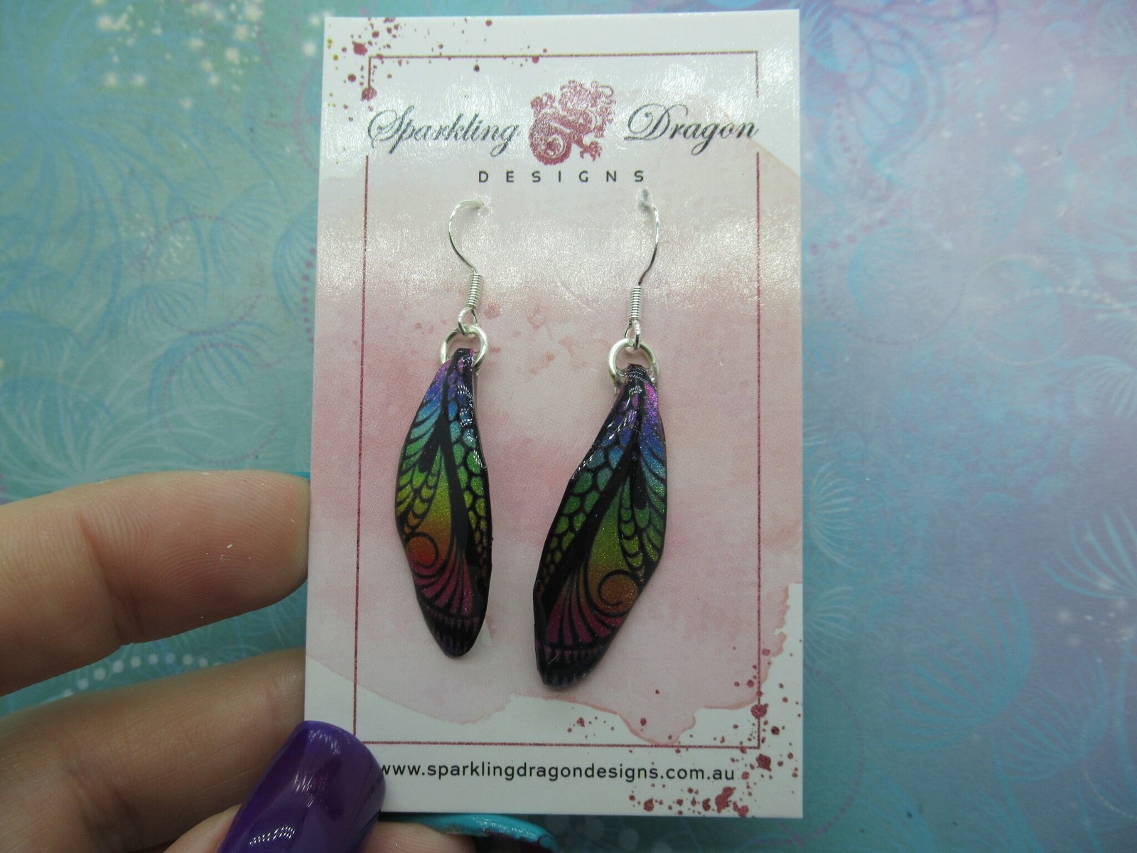 Butterfly Earrings Rainbow & Black Sparkle – Fairy Jewellery, Fun Gift for her