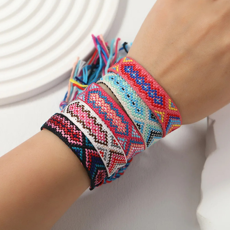 12pcs Bohemian Woven Friendship Bracelets Adjustable String Bracelet Set – NEW