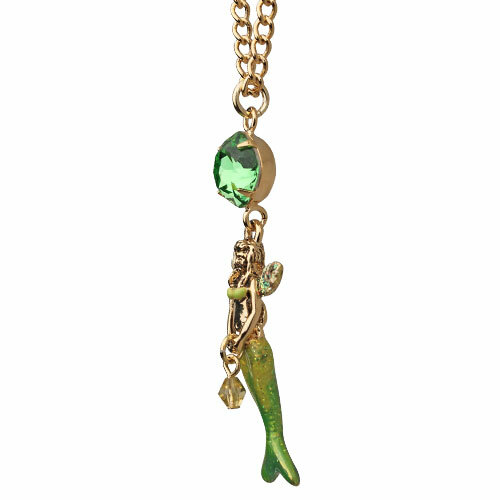 Kirks Folly Fairytale Winged Mermaid Necklace GT Hand Enameled & Follydusted