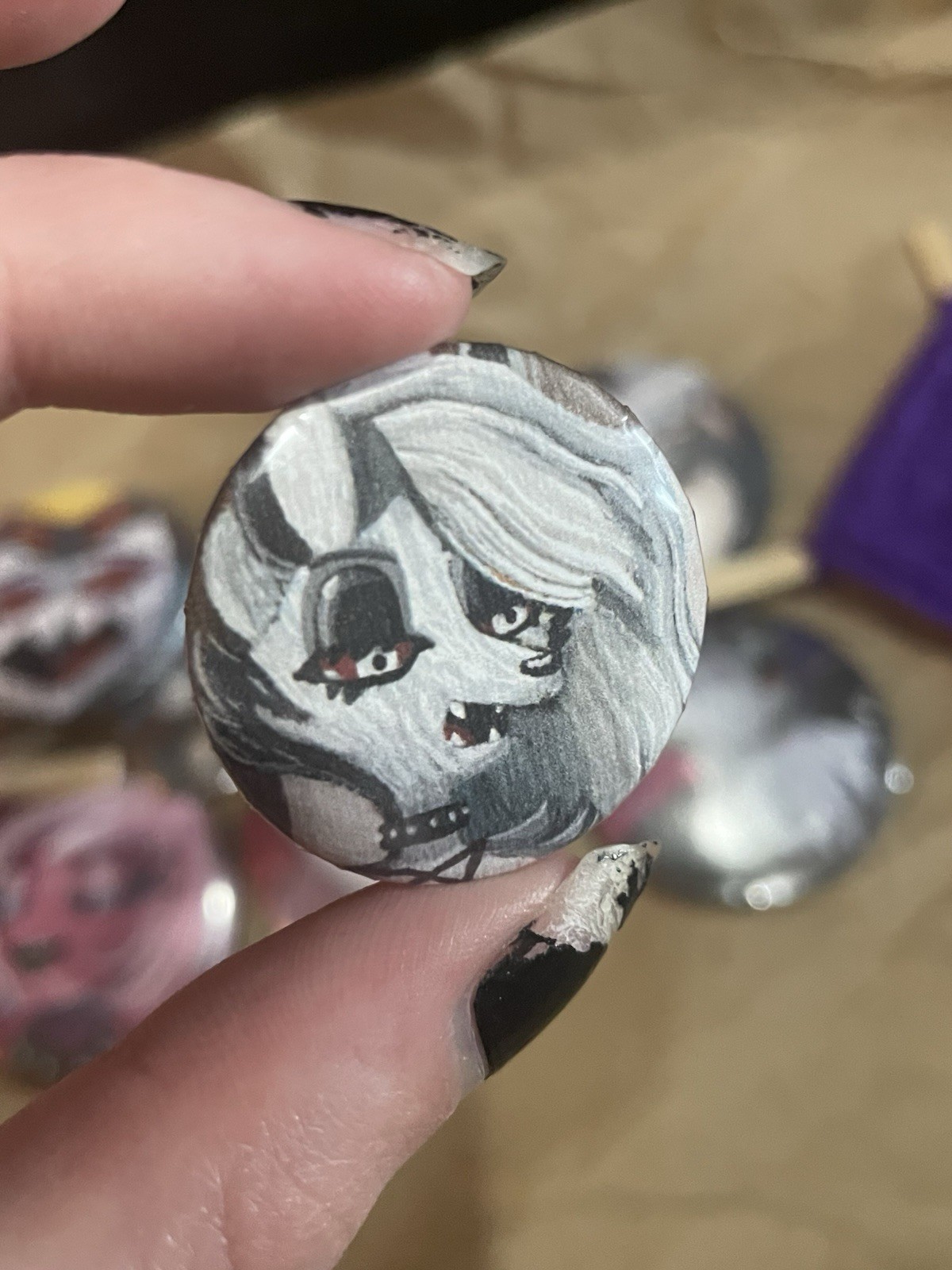 8 Original Art Pins And 2 Cat Eyes (6 Big Helluva Boss Pins + 2 Small Pins)