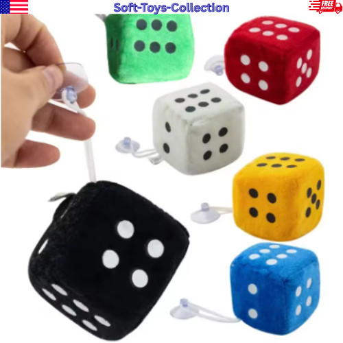 2PCS Fuzzy Dice Car Mirror Hanging Ornament Auto Interior Decor Gift