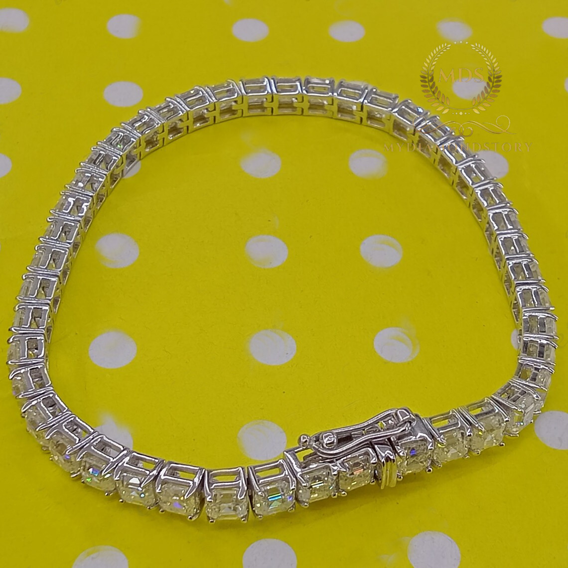 7′ Inch Long Tennis Wedding Bracelet 7 CT Asscher Cut VVS1 Solid 14K White Gold