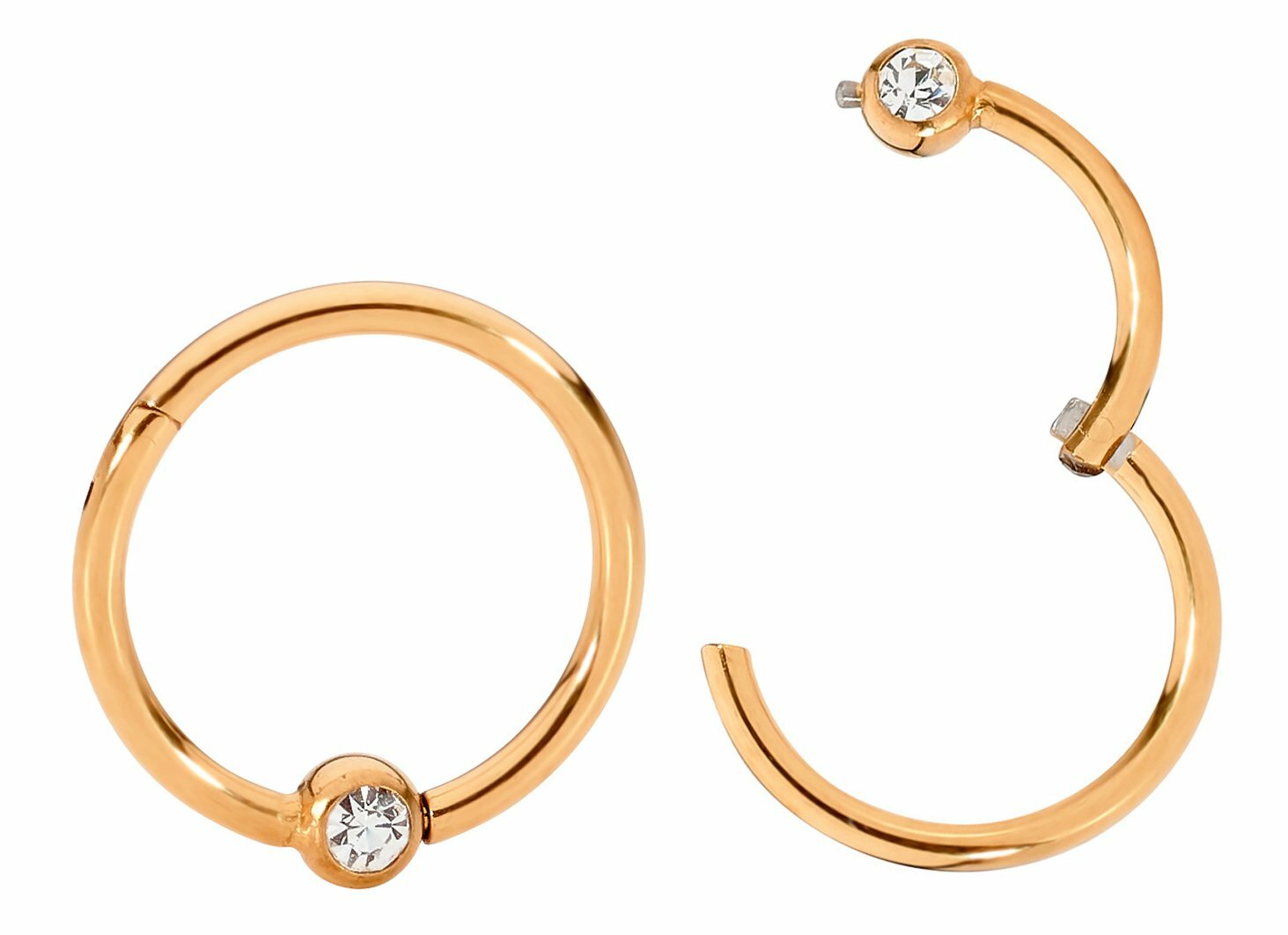 1 Pair Surgical Steel 16G Hinged Gem BCR Ball Closure Segment Rings Earrings