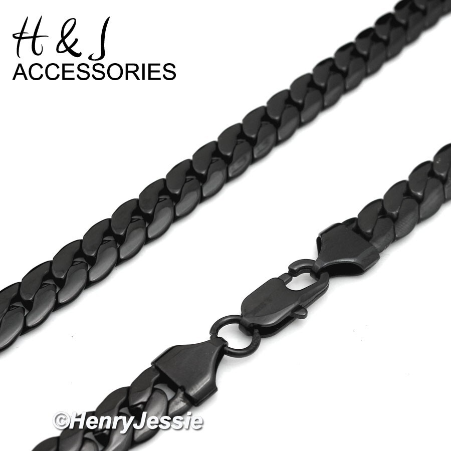 7″-11″MEN 316L Stainless Steel 6mm Black Plated Miami Cuban Curb Bracelet*B155