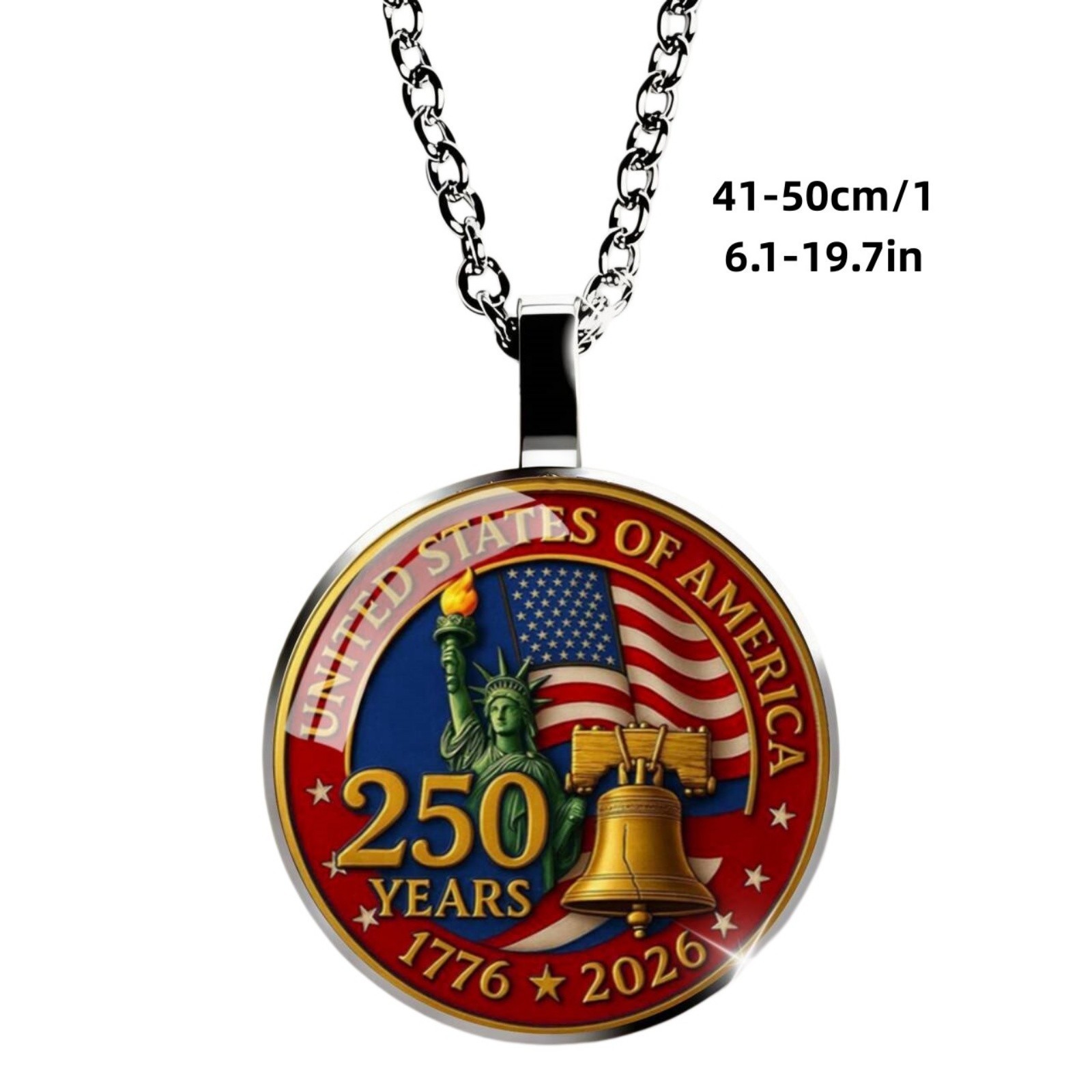 250th Anniversary Necklace Pendant 250 YEARS UNITED STATES OF AMERICA 1776-2026