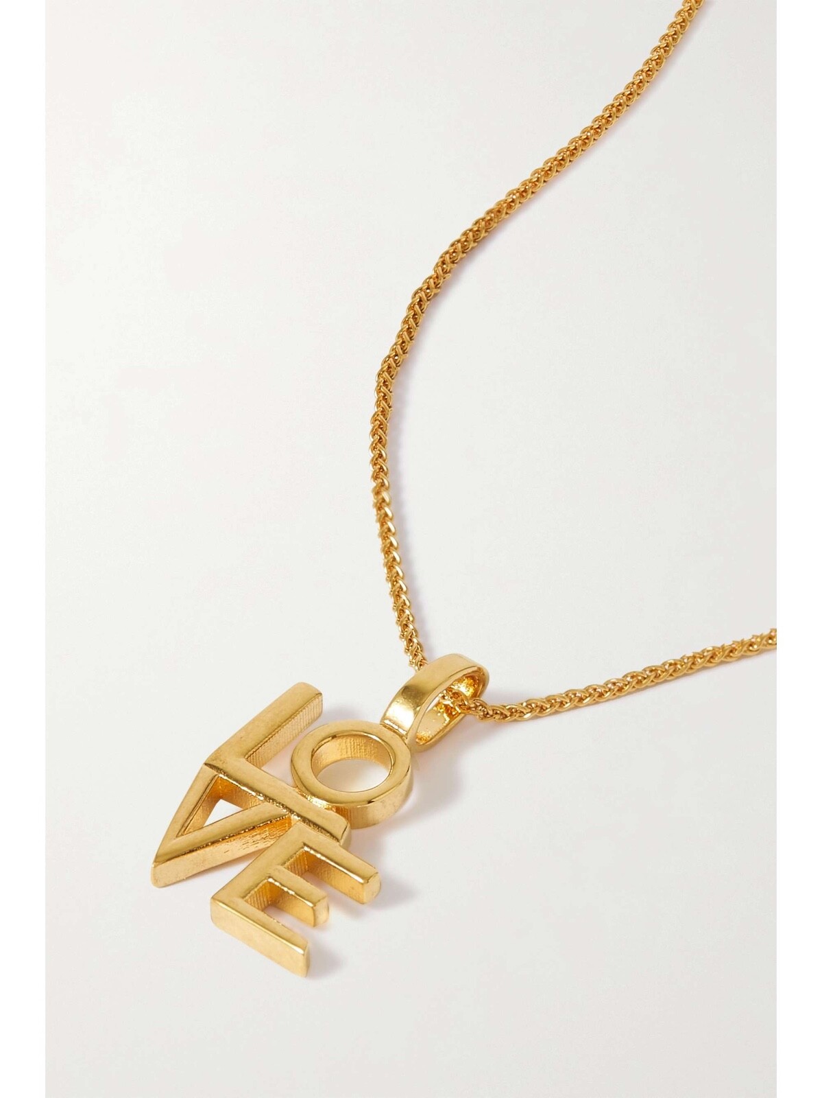 NIB Saint Laurent YSL LOVE Charm Antique Gold Brass Pendant Chain Necklace $650