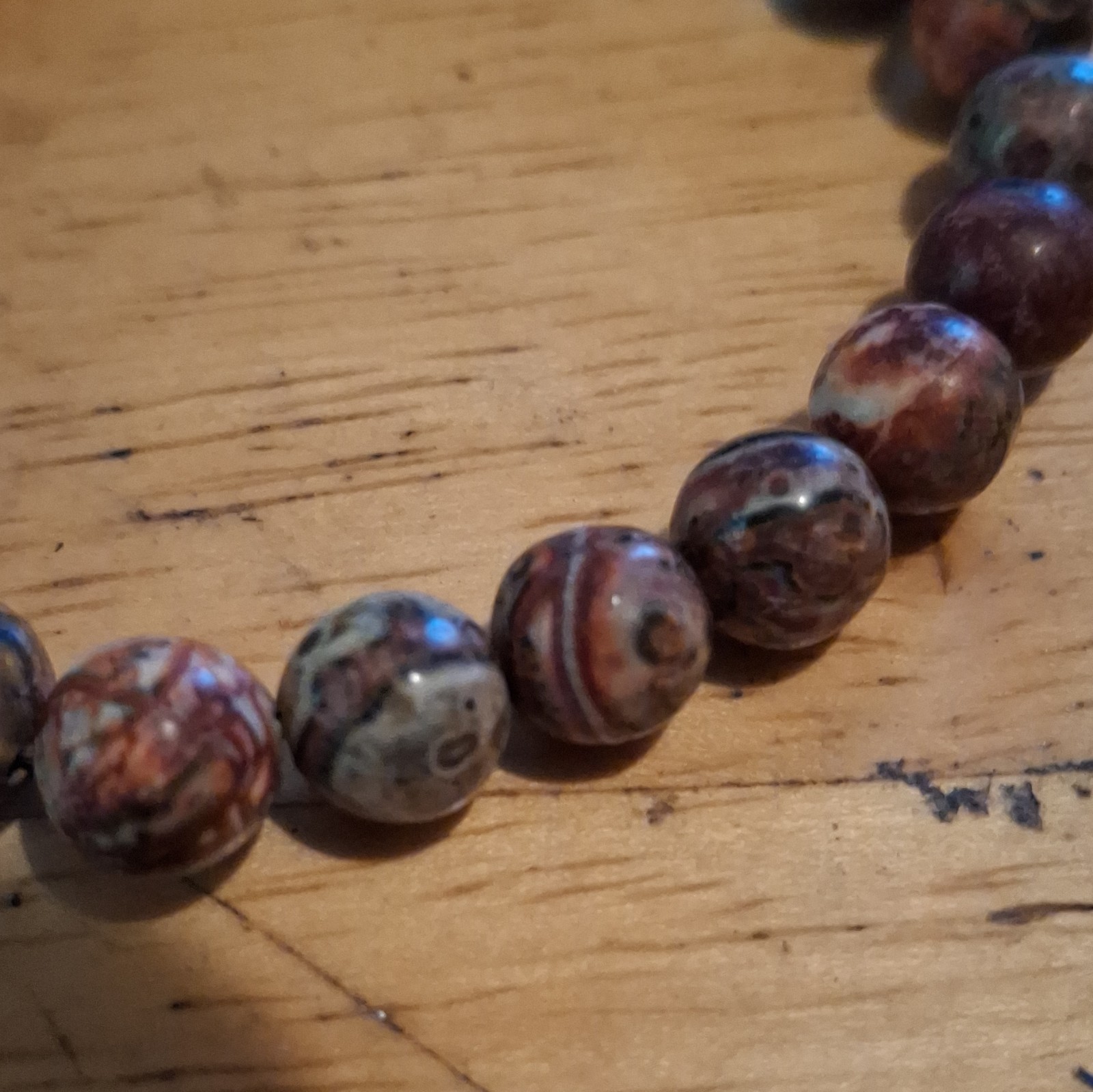 Multicolor Jasper Round Beaded Stretch Bracelet Gemstone No Stone Sizable