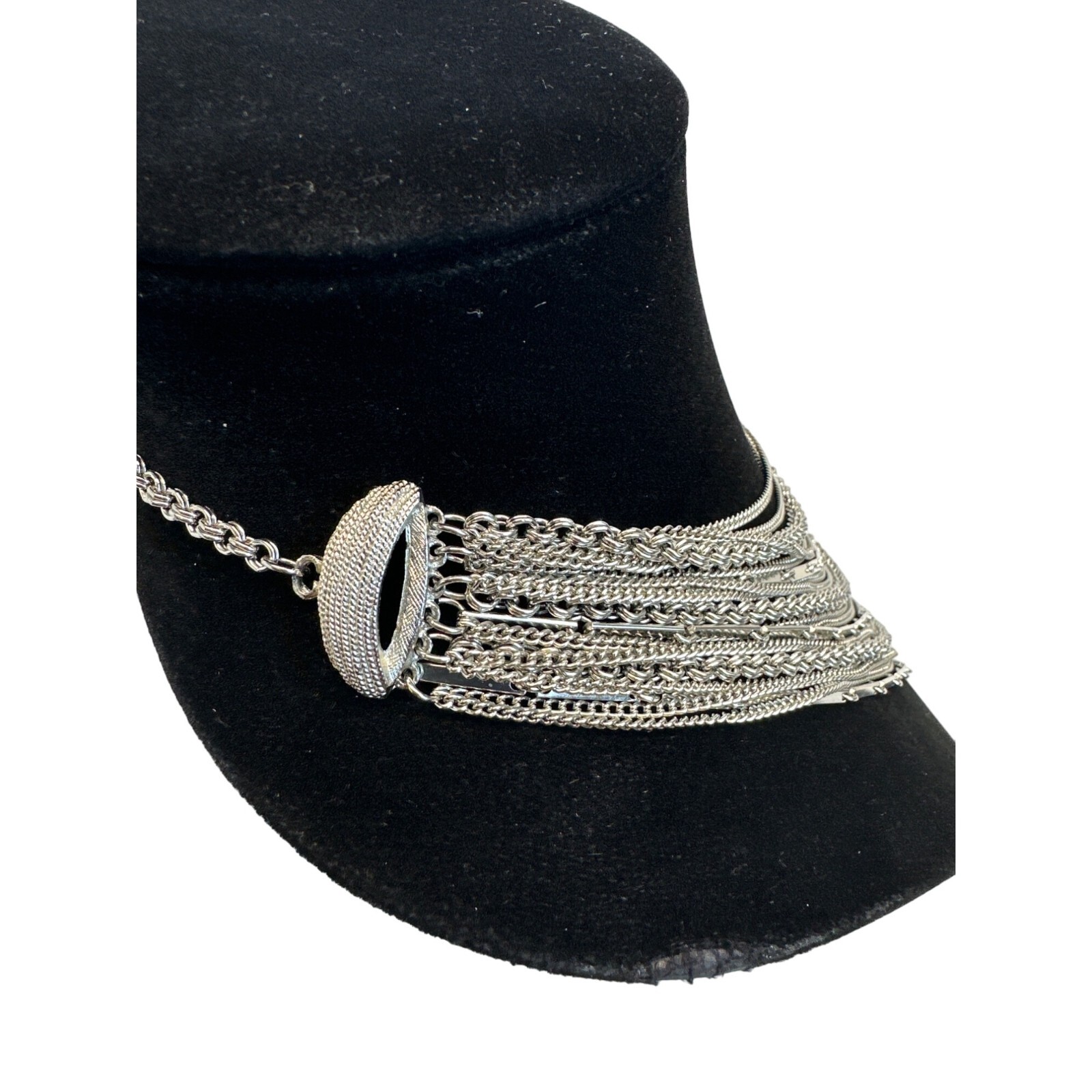 Women’s Silver Tone Multi Layer Bib Chain Necklace – 17in