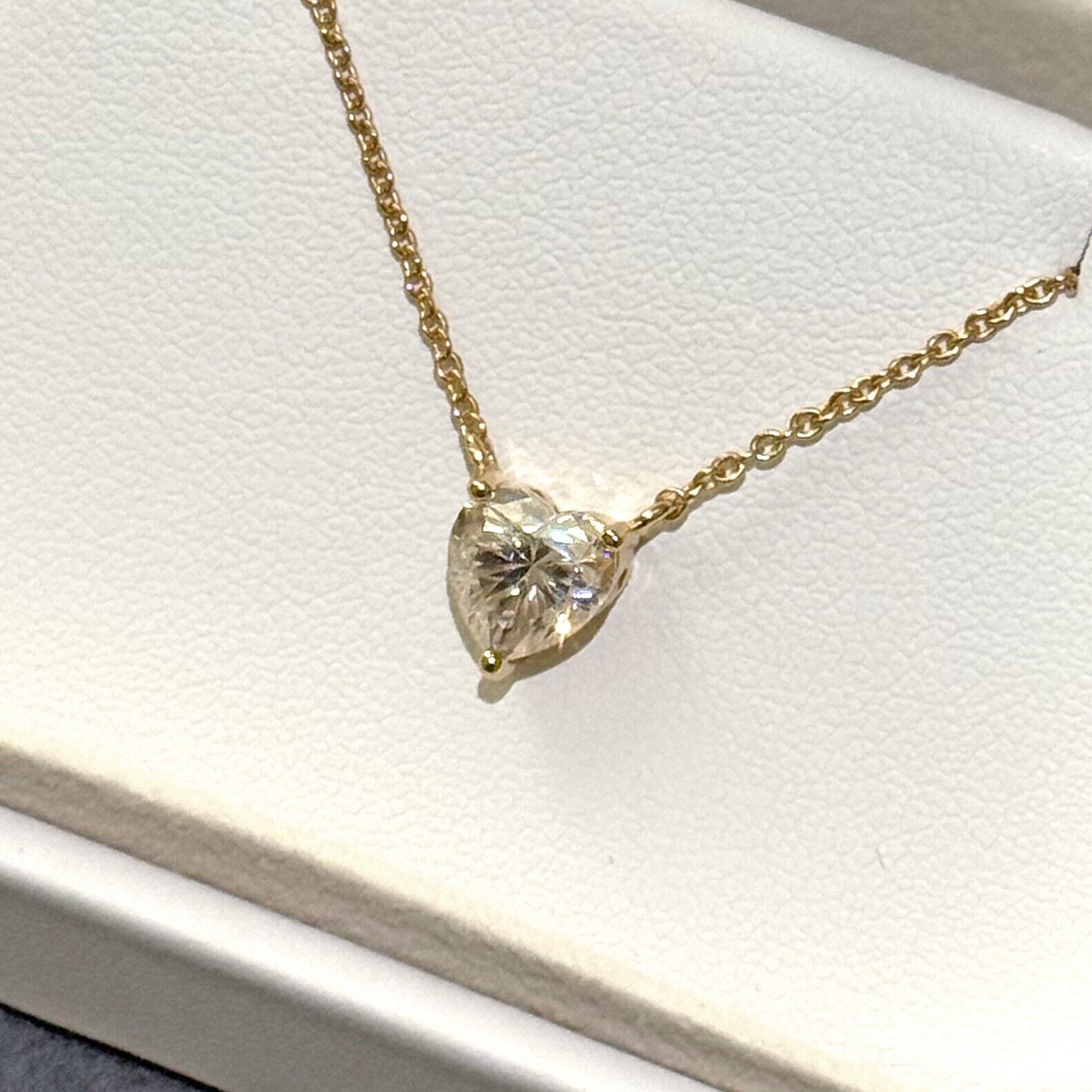 1 – 2 Carat Moissanite Heart Cut Solitaire Necklace – 925 Silver or 14k Gold