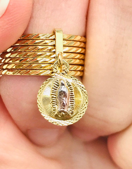 14k GF Virgen Guadalupe 7 Days Semanario Women´s Ring Size 7-10,Anillo Semanario