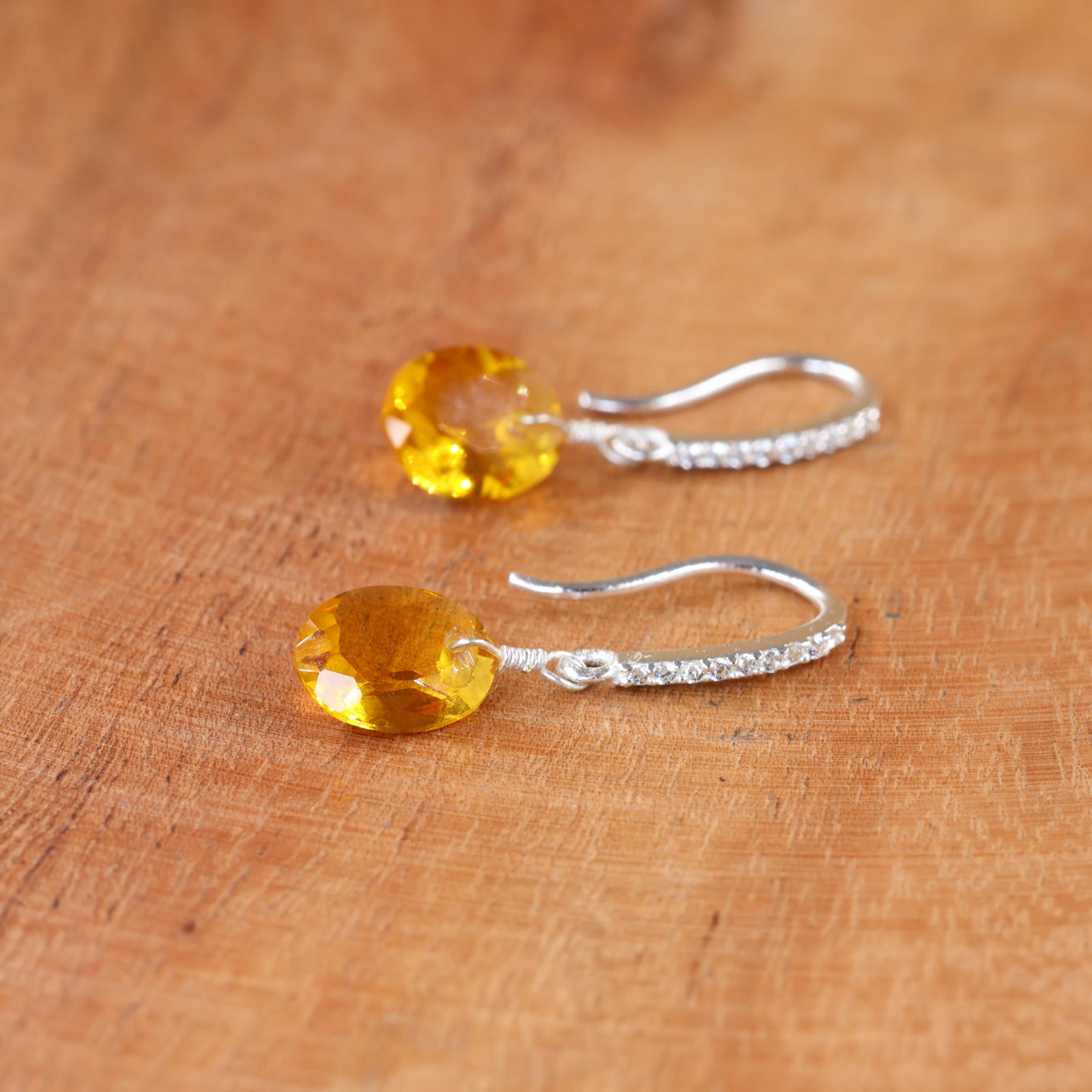 925 Silver Citrine Earrings, Elegant Drop Earrings, Everyday Jewelry for Women