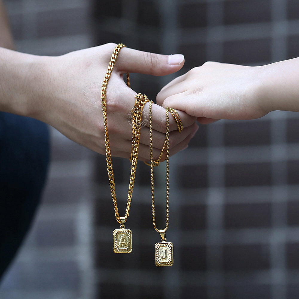 Lovers Jewelry Gold Filled Letter a-z Pendant Necklace 16″ Box or 20″ Curb Chain