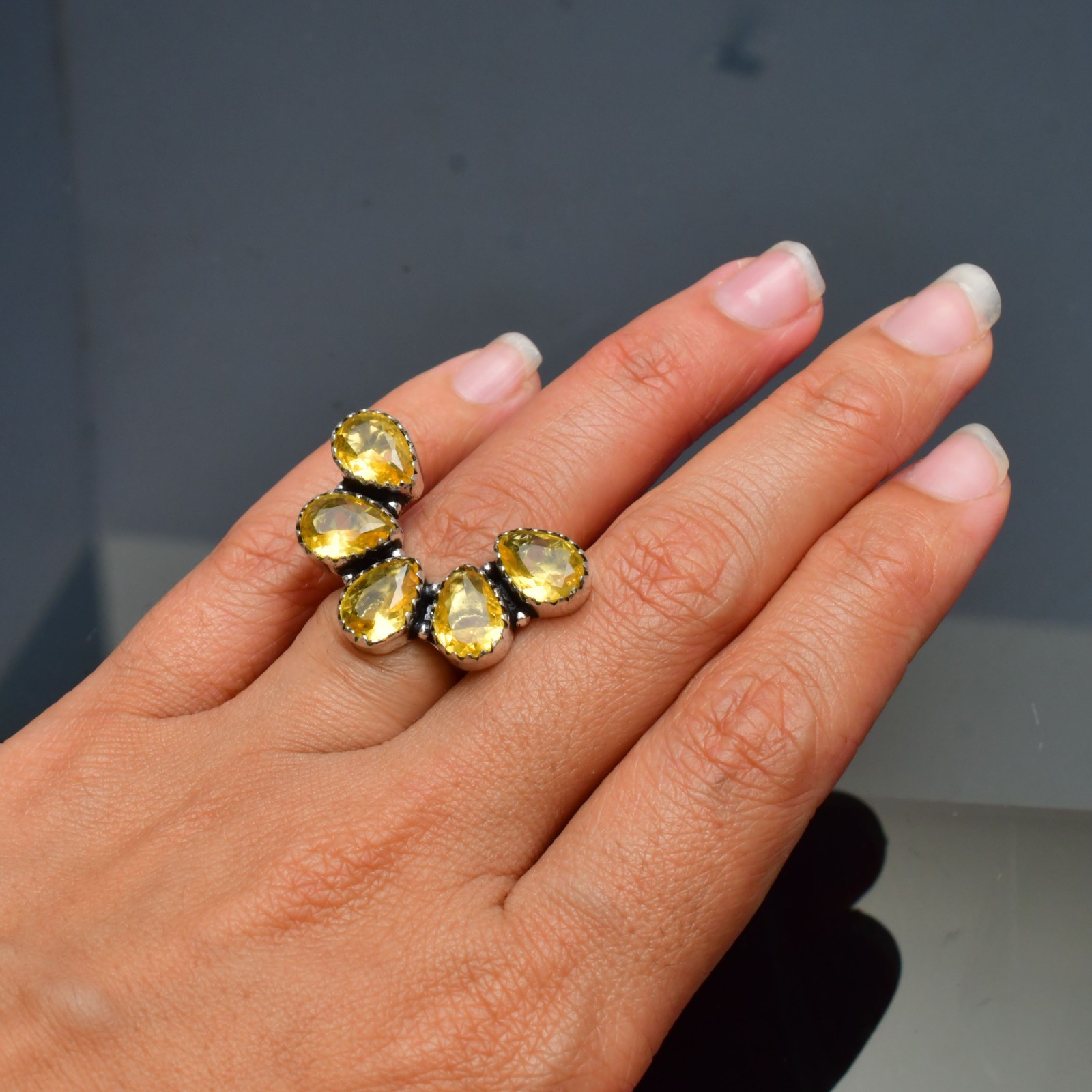 Citrine (Lab-Created)Gemstone 925 sterling silver Handmade Ring- All Size