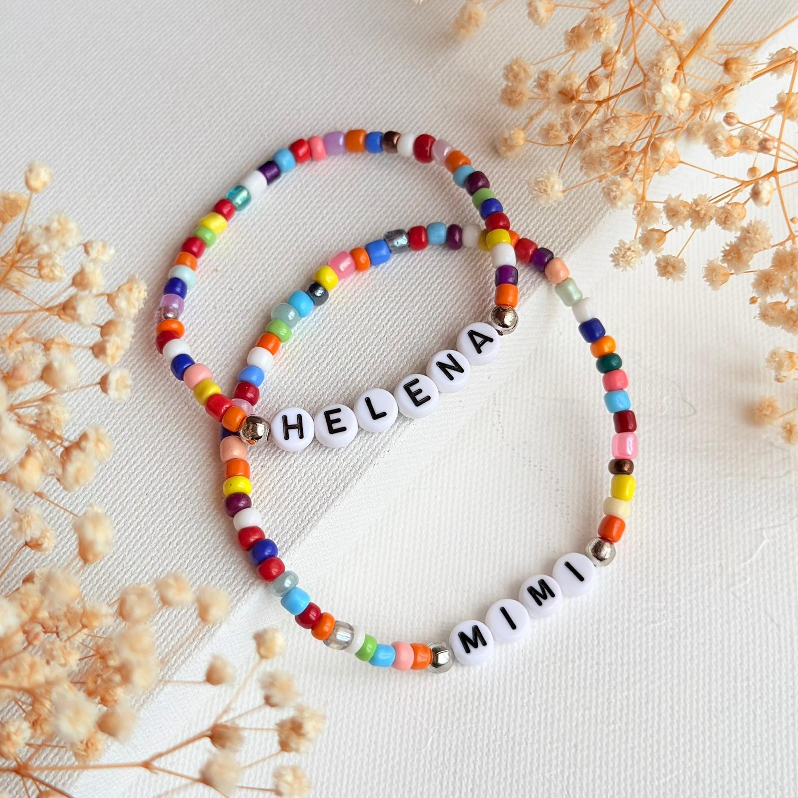 Custom Glass Bead Bracelet , Personalized Name Bracelet , Handmade Jewelry