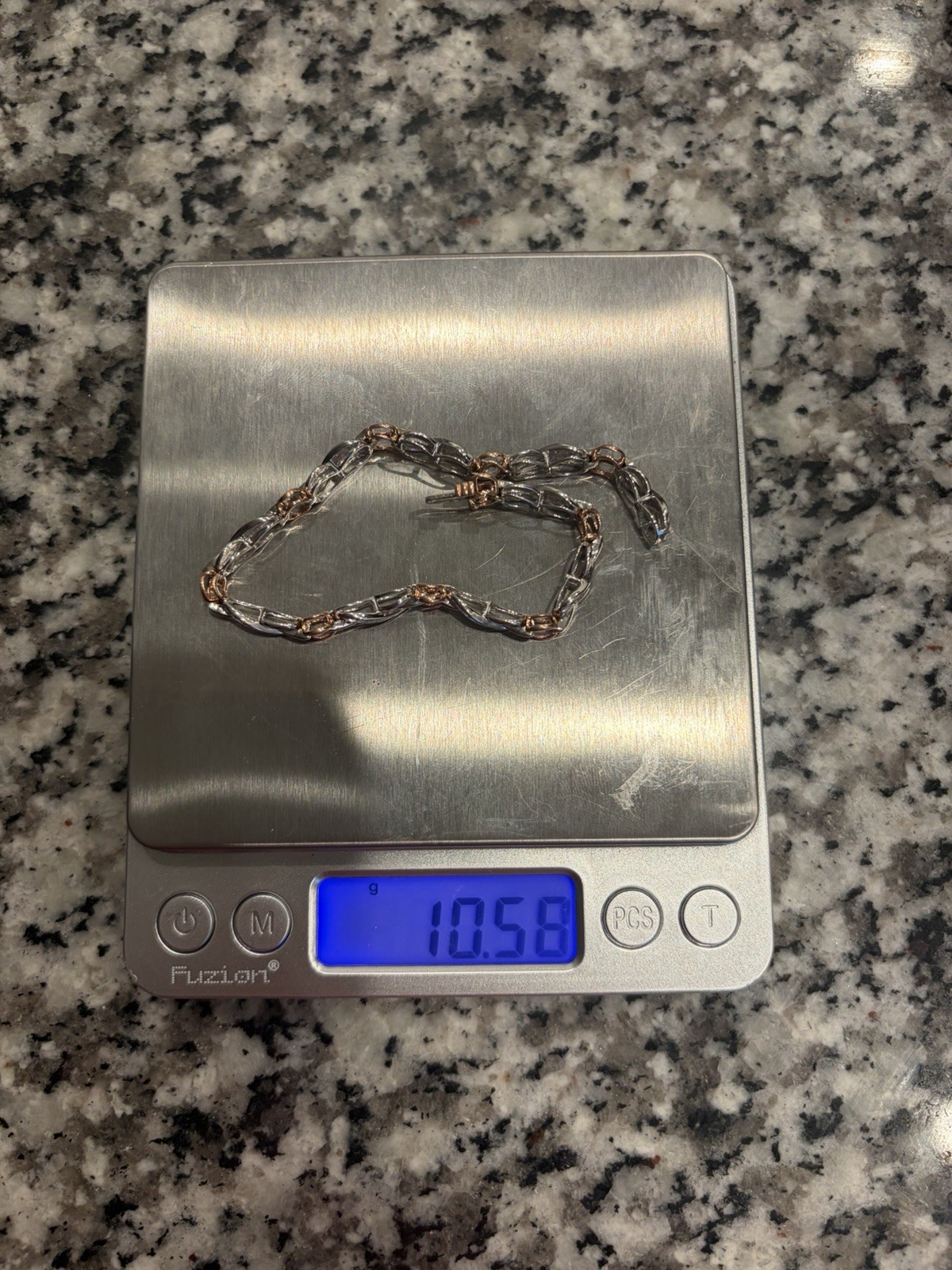 Two-Tone White & Rose Gold with Natural Diamonds Infinity Bracelet