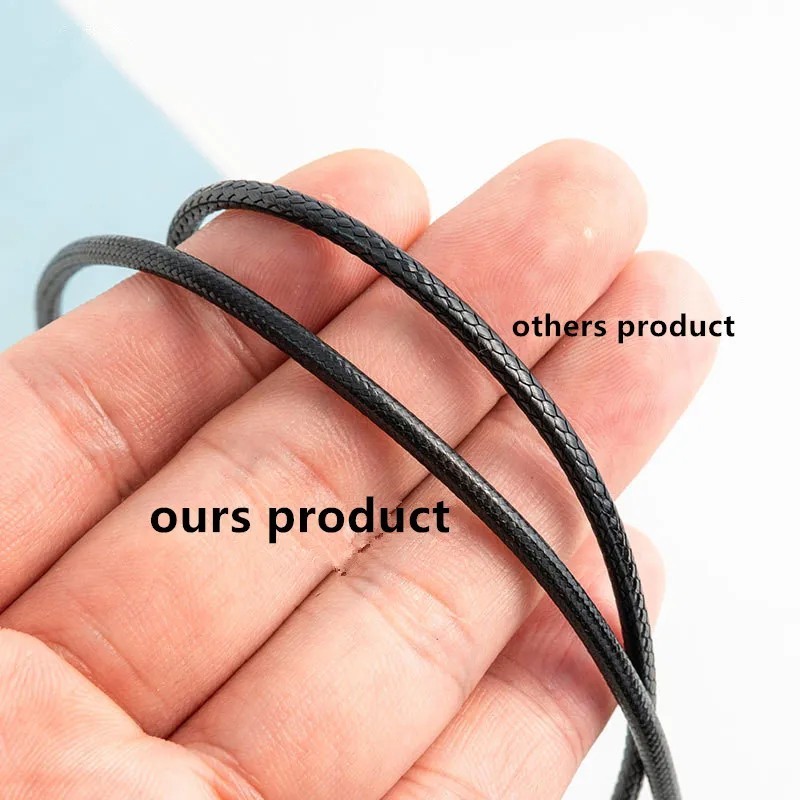 Black Leather Rope Chain Necklace 45/50/60cm Cord for DIY Pendant