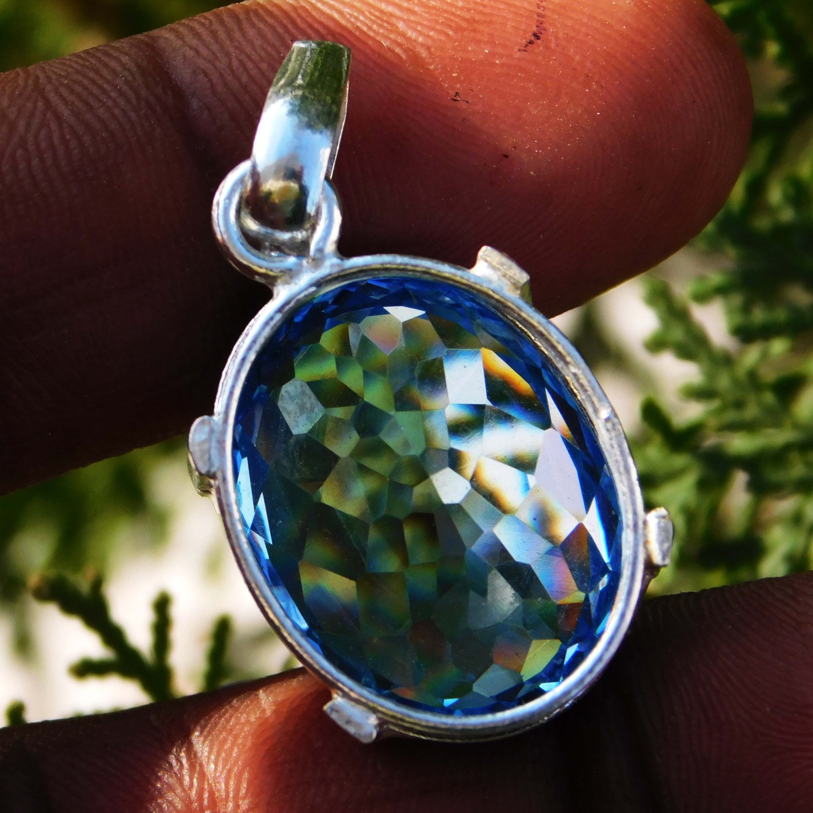 Natural 55.30 CT Certified Blue Sapphire Loose Gemstone Pendant 925 Solid Silver