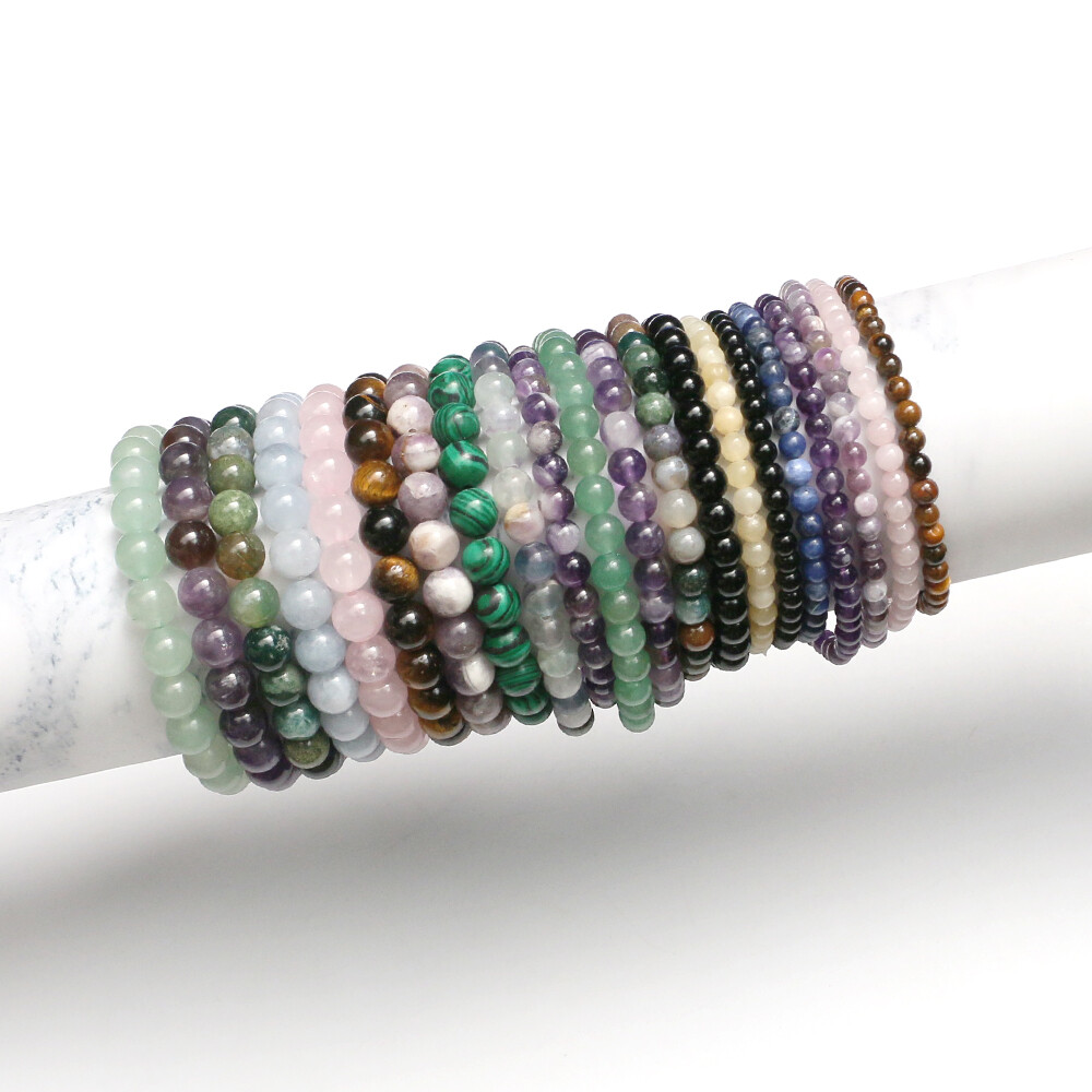 4~8mm Genuine Mixed Natural Gemstone Round Beads Stretchy Bracelet Healing Reiki