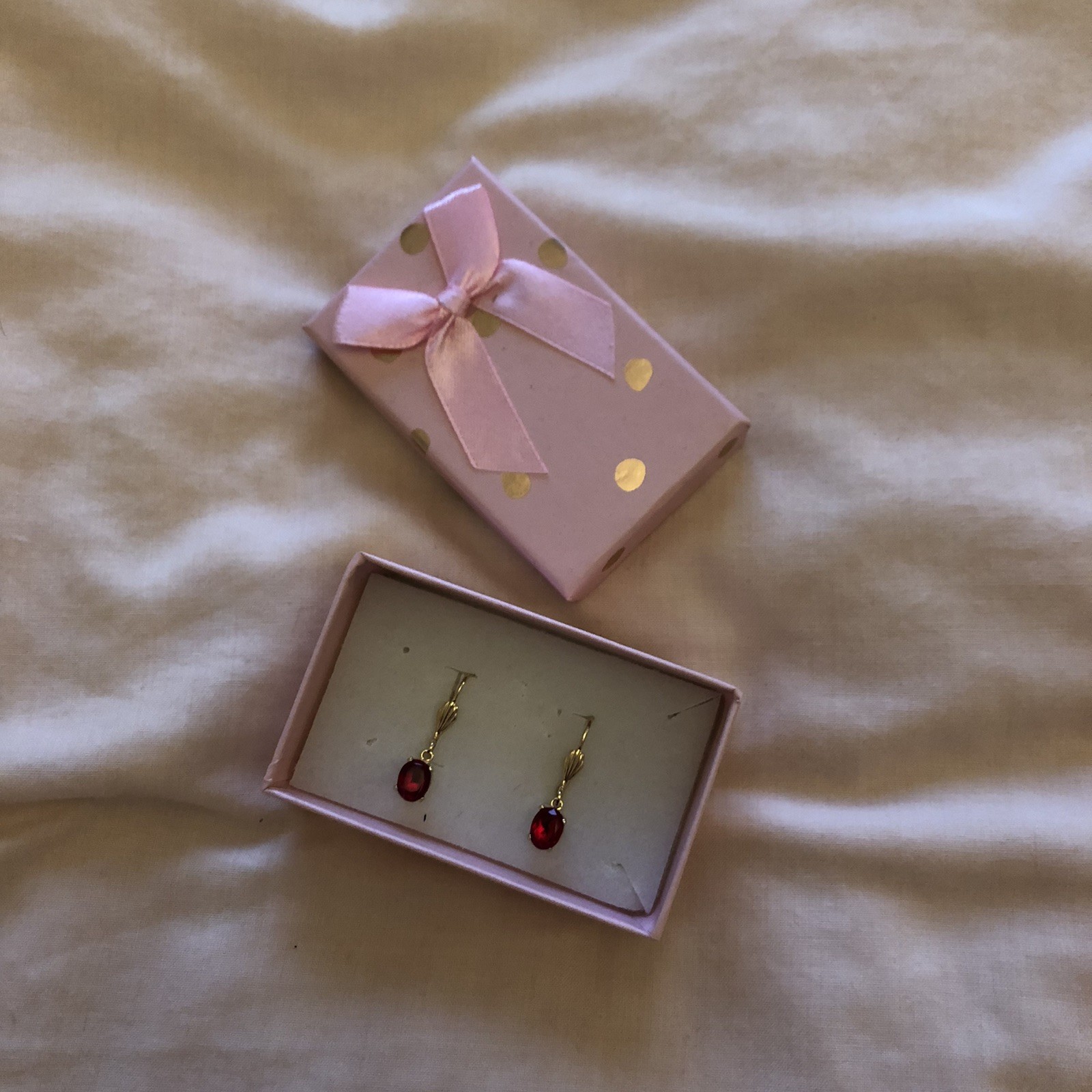 Gold Electroplated Red Earrings Ladies Smart Casual Everyday Gift Occasion