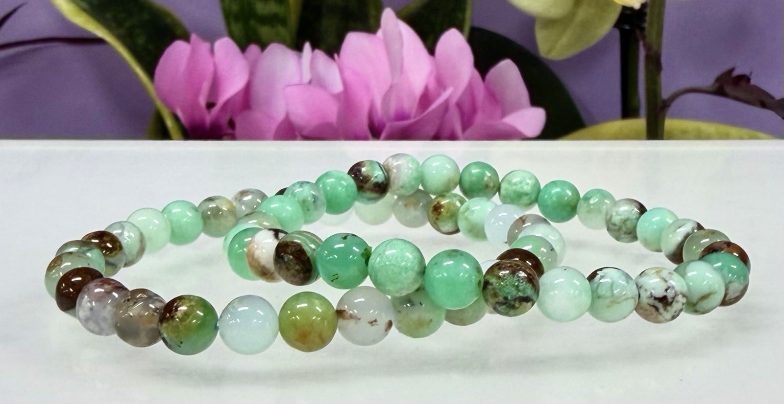Wholesale 6 Pcs 6mm Chrysoprase Stretch Bracelet Natural Crystal Healing 7.5”