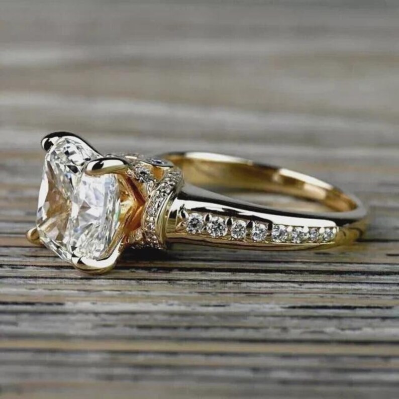 925 Sterling Silver Cushion Cut CZ Engagement Ring Pave Promise Ring For Her.