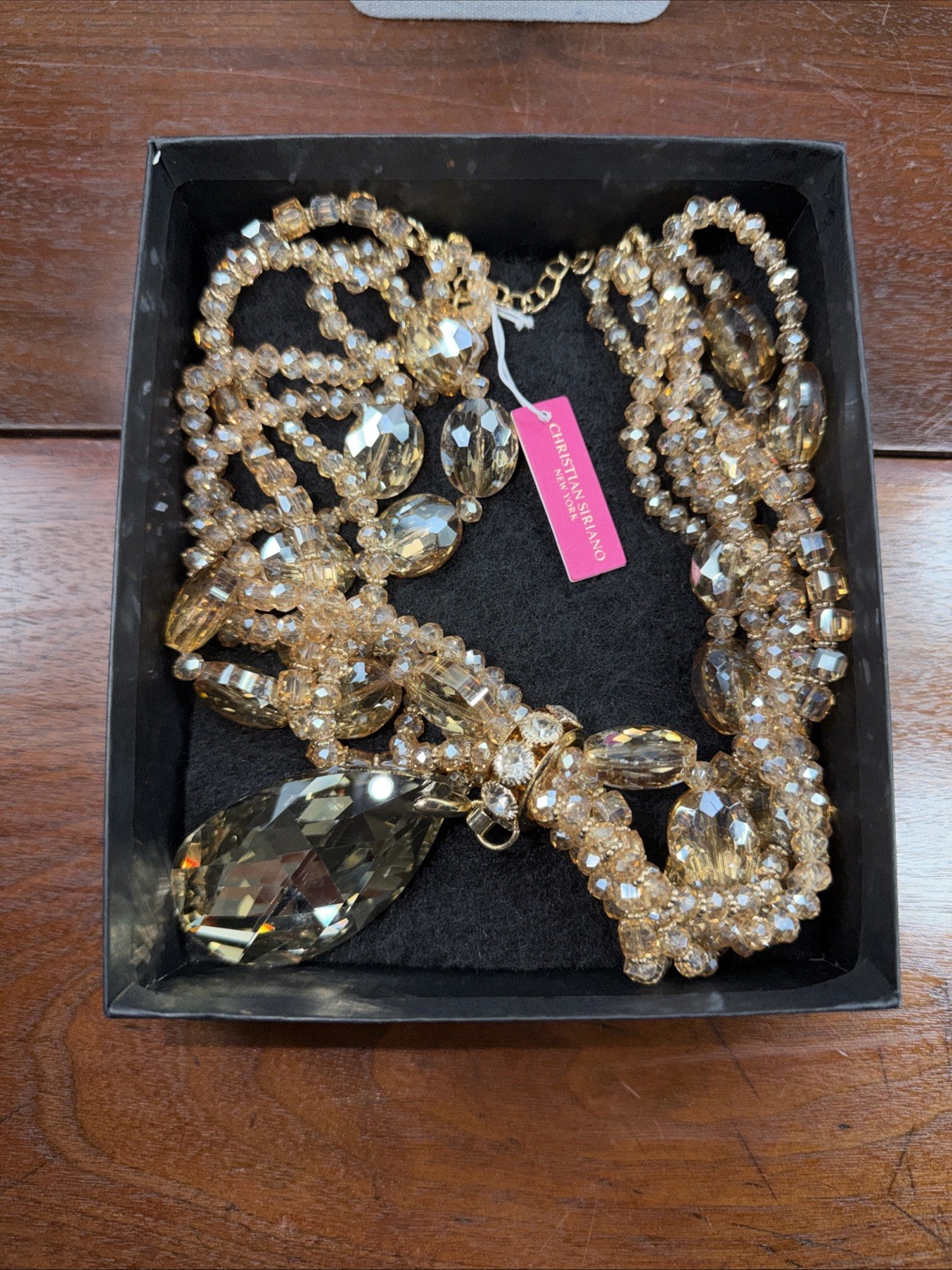 Christian Siriano New York Chunky Statement Gold Crystal Choker champagne AB