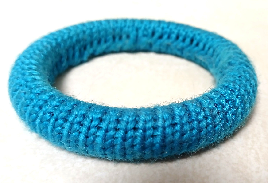 Set of 3 Vintage Woven Wrapped Sweater Bangle Bracelets Teal, Green & Gray