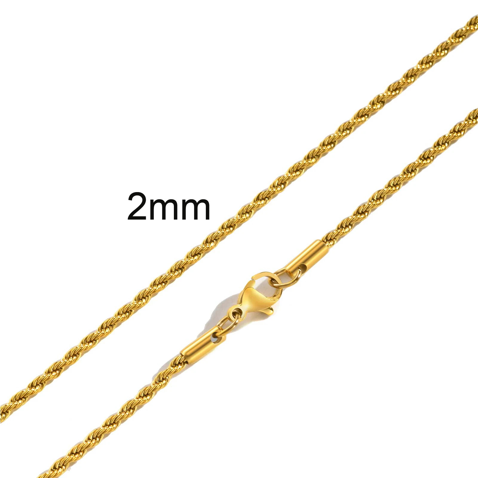 Rope Twisted Chain Necklace for Men Women,Gold Silver Color Stainless Steel Chai
