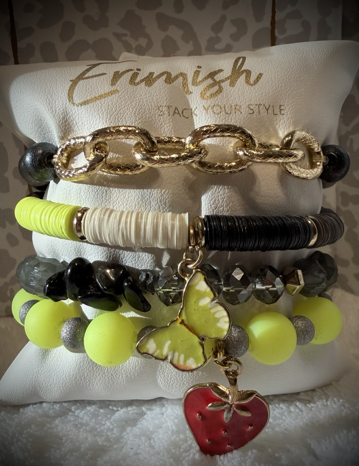 New ERIMISH Bracelets 4 pc – Yellow & Black – Custom Regular, Kids Or Extended