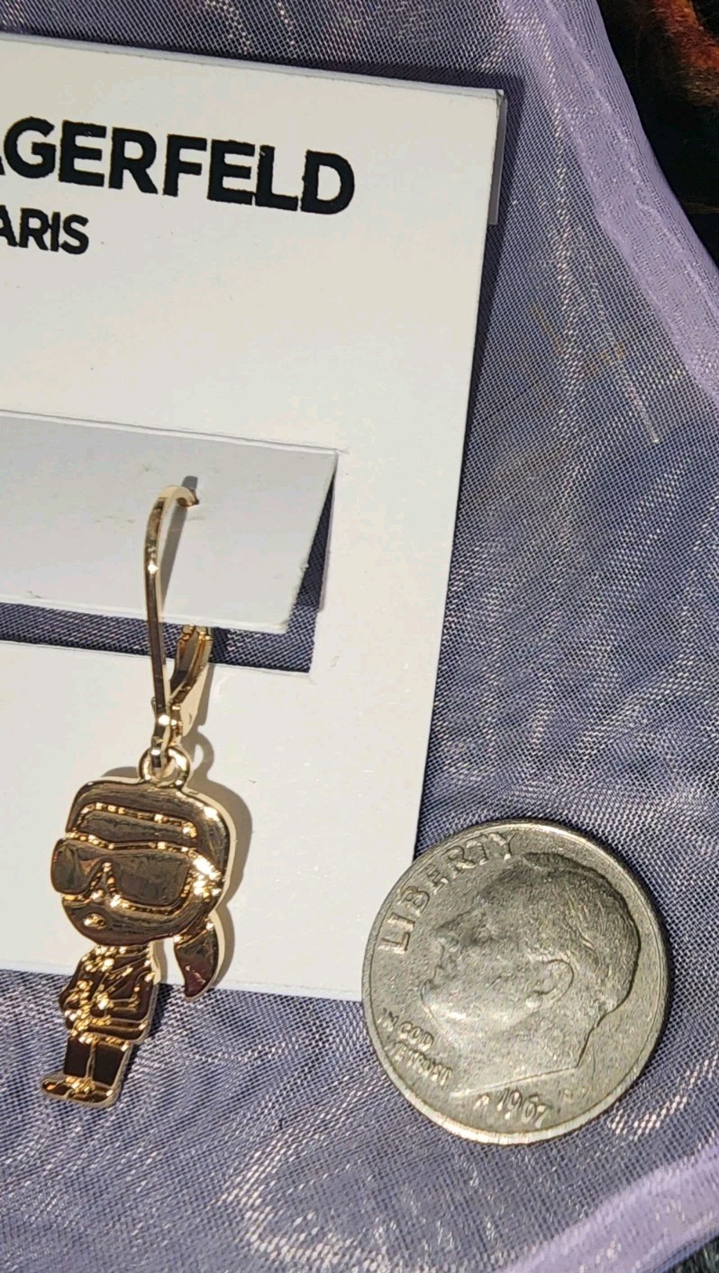 Karl Lagerfeld Paris w/ Sunglasses Dangle Goldtone Charm Designer Earrings NWT!