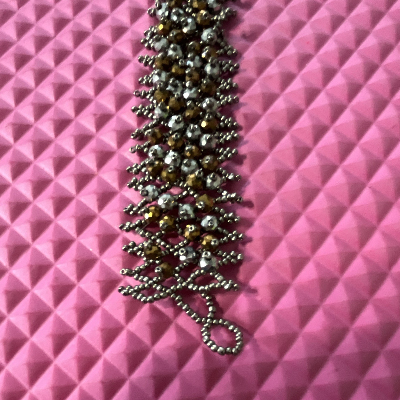 Iridescent Tone Metal Beaded Chain Bracelet Ball/Bead Link Toggle Closure