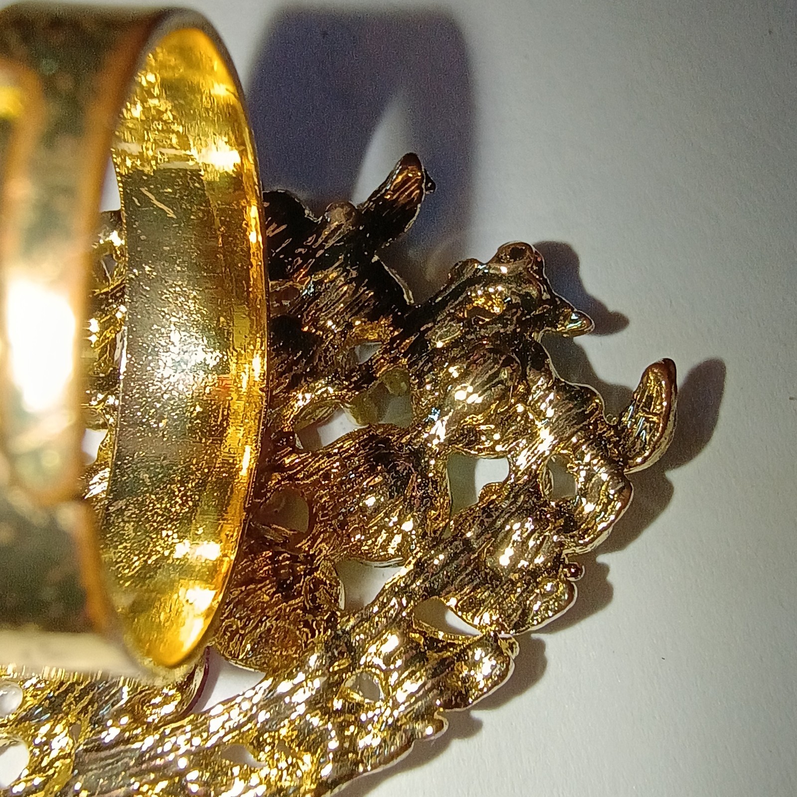 Gold Tone Multicolor Crystal Cocktail Ring, Prong Set Asymmetrical Adjustable