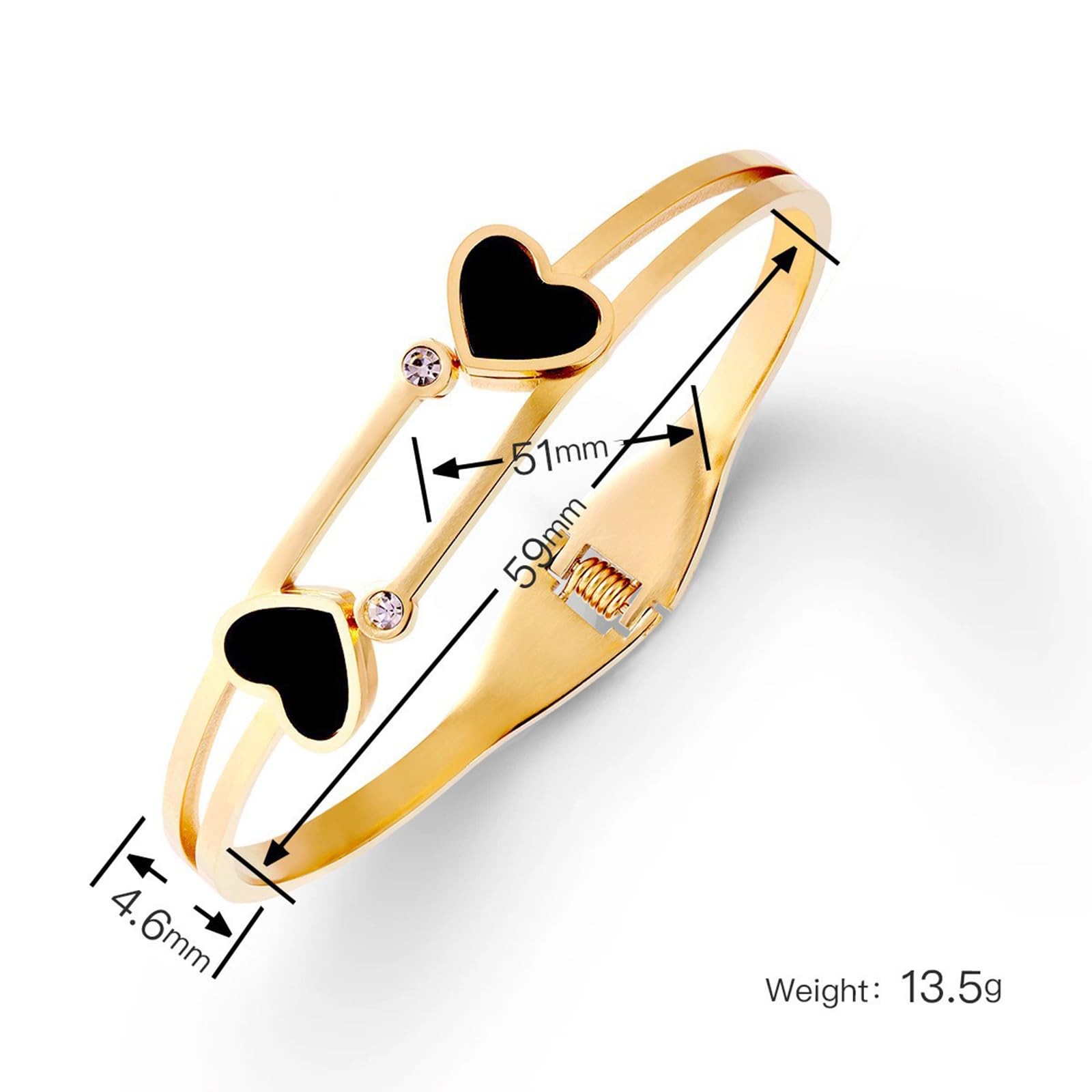 Vbvbip 18K Gold Plated 316L Stainless Steel Bangle Bracelet 2.6inches,