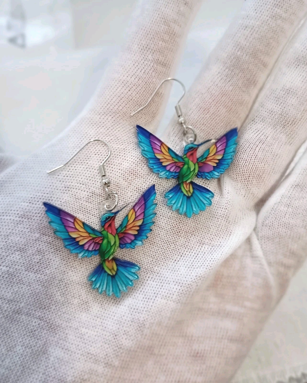 Acrylic Colorful Hummingbird Earrings Dangle Birds 32mm *New*