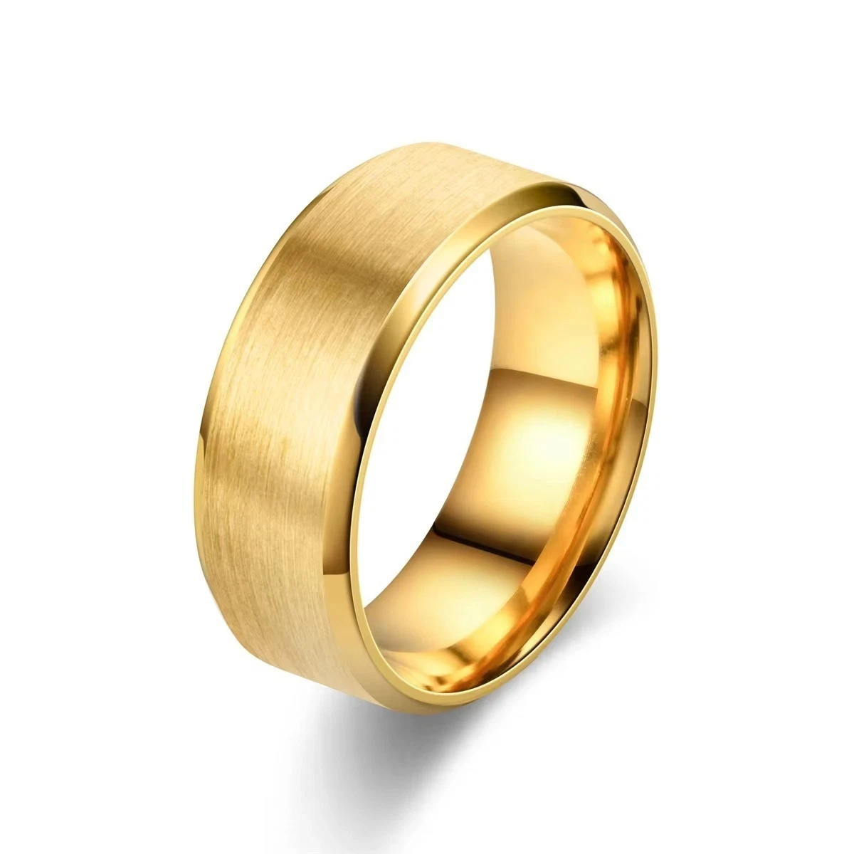 Titanium Stainless Steel 8mm Brushed Finish Men Women Wedding Band Comfort Ring