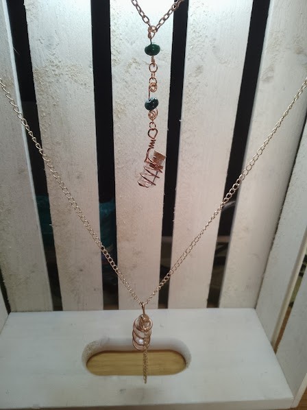 Necklace and bracelet set for women Copper wrap & toned chain great style