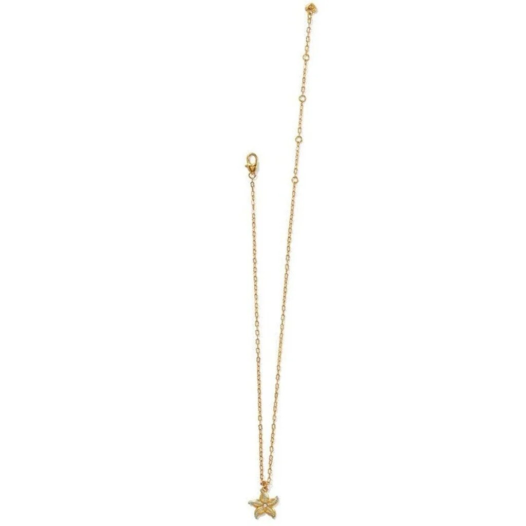 NWTag Brighton PARADISE COVE STARFISH Gold Aqua Crystal Pendant Necklace MSRP$60