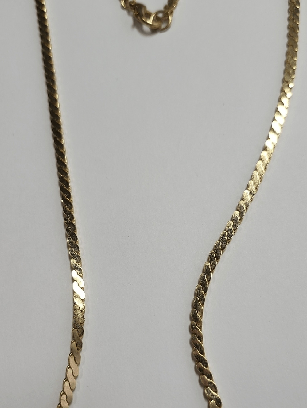 Gold Tone Flat Herringbone Chain Necklace – Women Men Unisex Jewelry