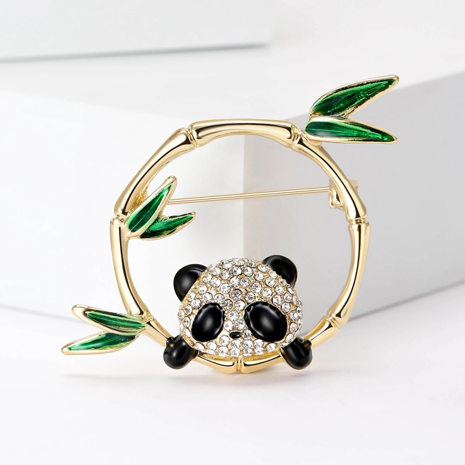 Cute Panda Brooches Breast-pin Lovely Bamboo Panda Animal Pins Jewelry Gifts Fun