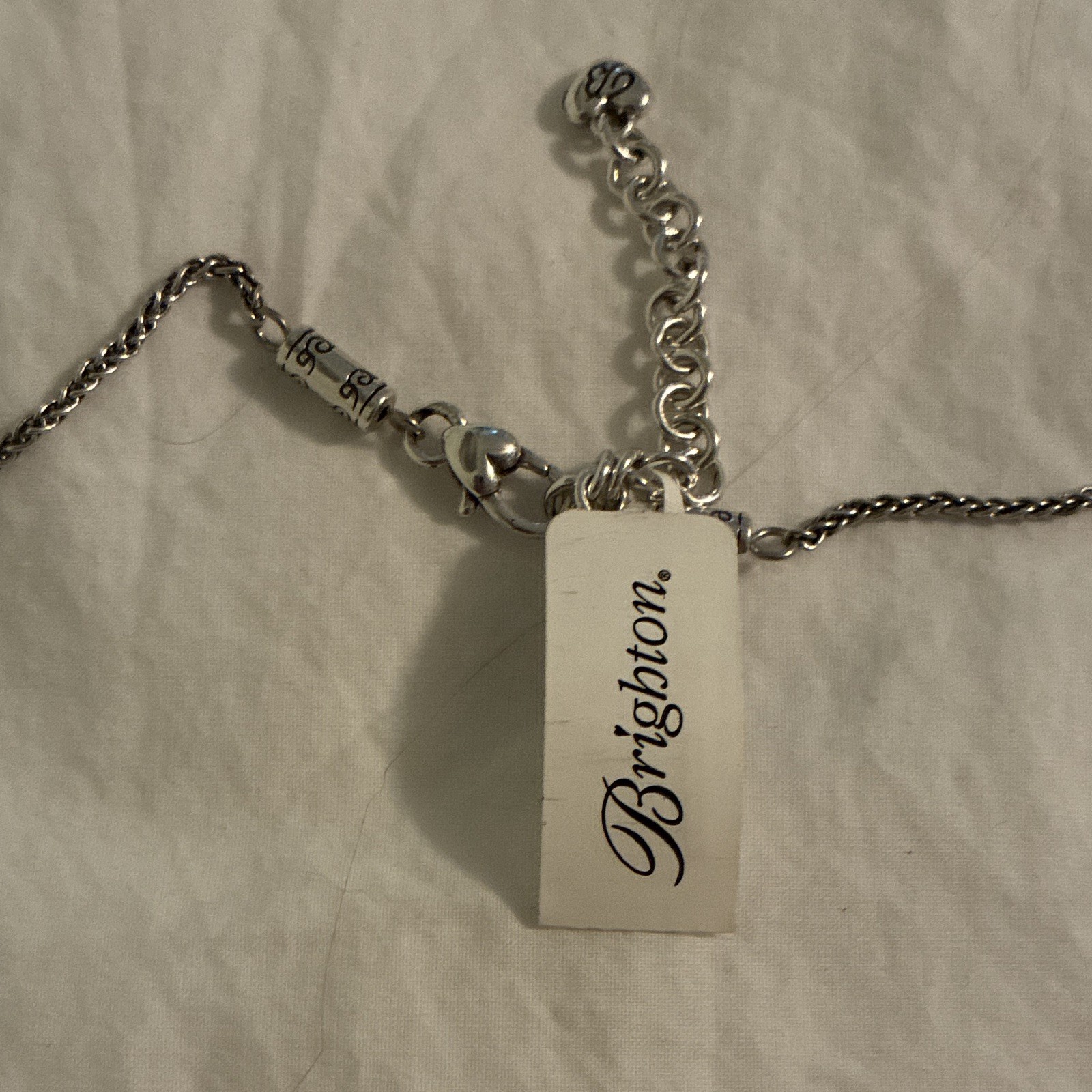 Brighton Silver Plated Round Charm Pendant Rope Chain Necklace 18in Adjustable
