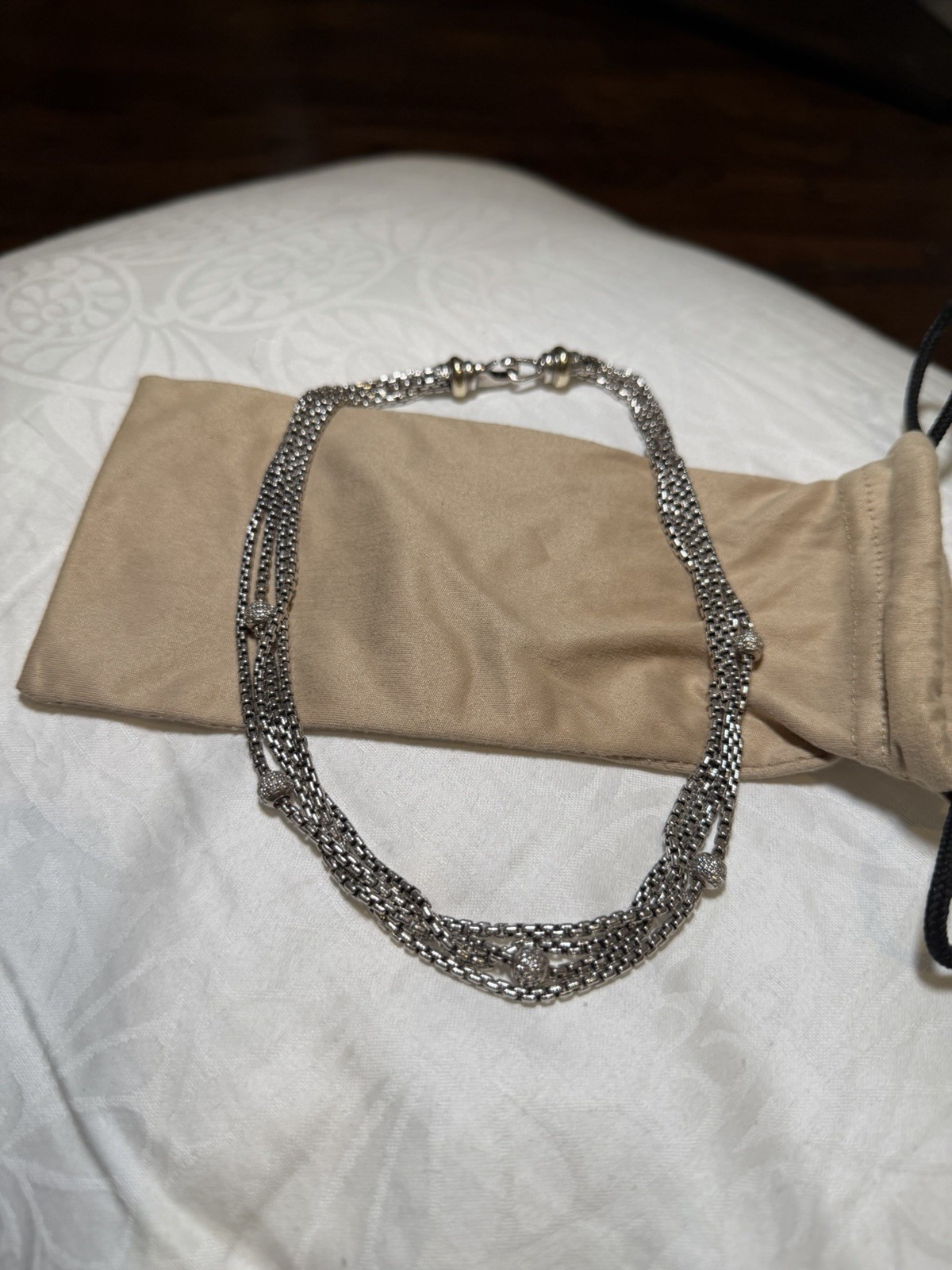 David Yurman 1.08ctw Diamond Station Multi-Strand Necklace