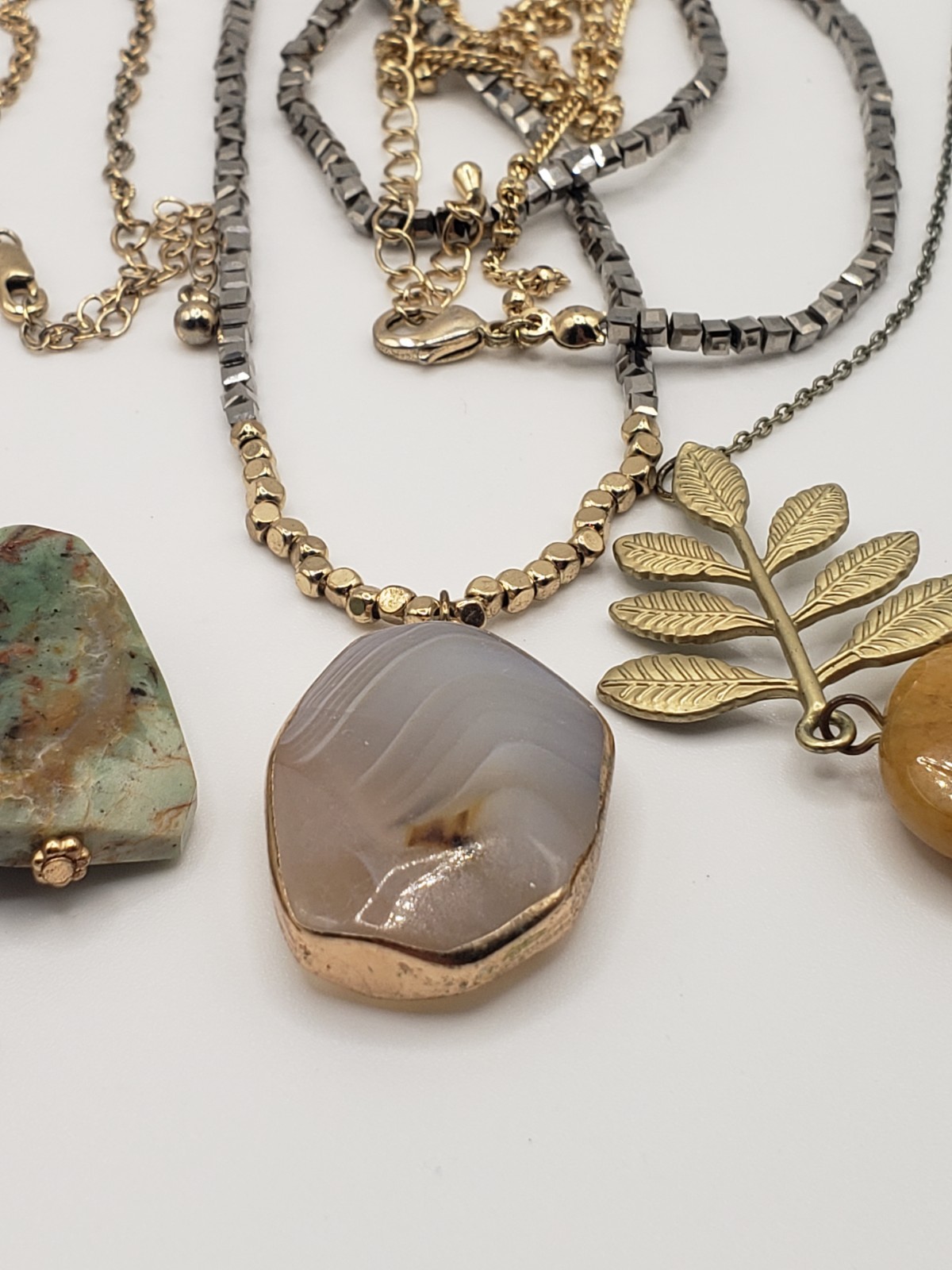 Nature-Inspired Jewelry Lot: Genuine Agate & Amethyst Tree of Life Necklaces
