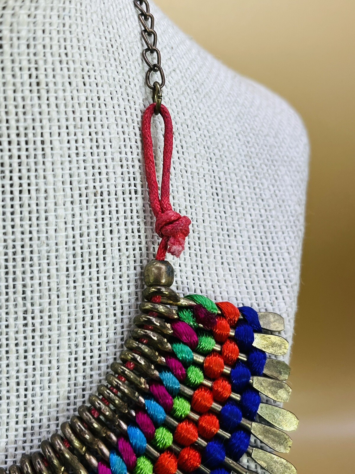 Multicolored Handmade Silk Thread Boho Ethnic Neck Chain te01