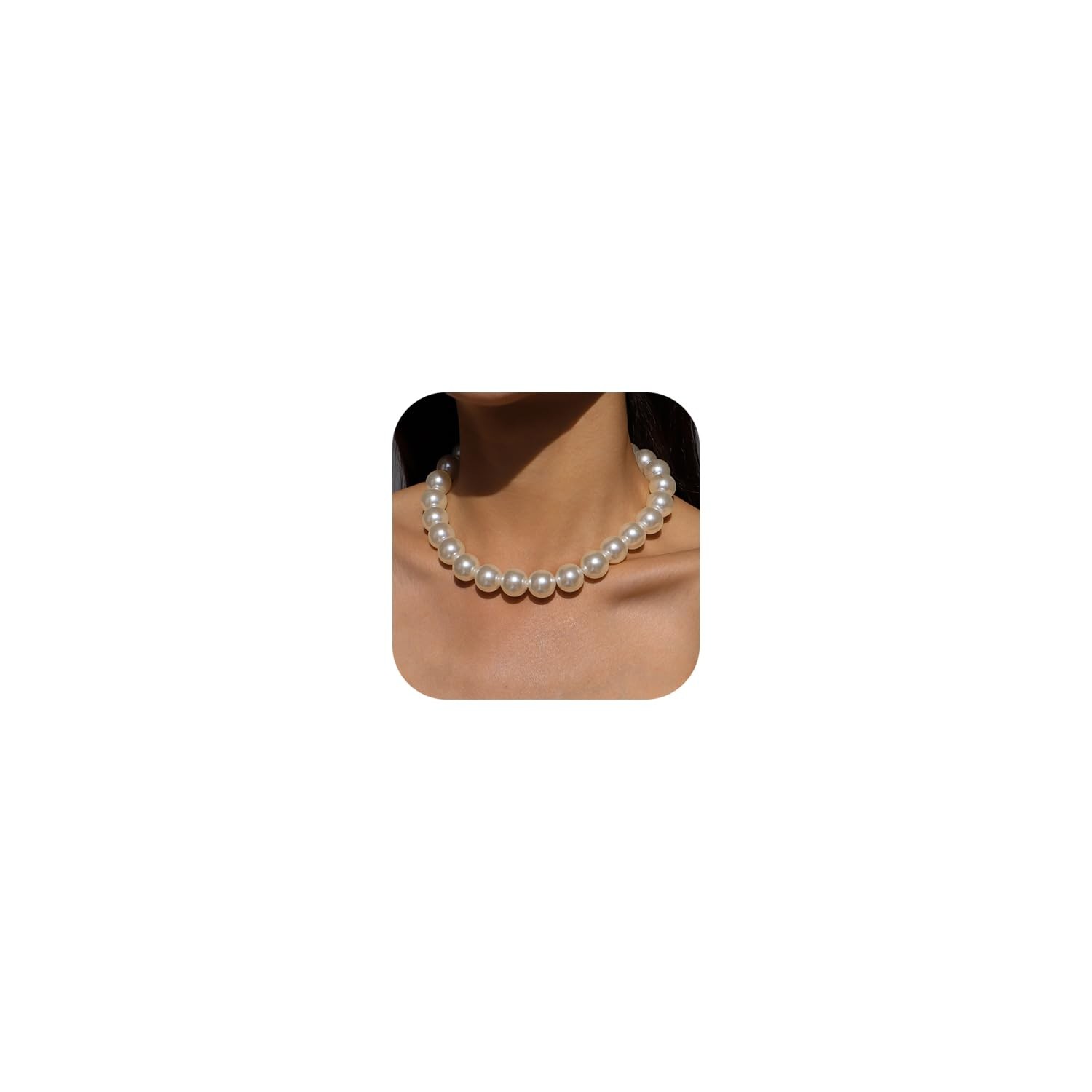 Boho Round Pearl Choker Necklace – Stackable Adjustable Statement Bride Choke…