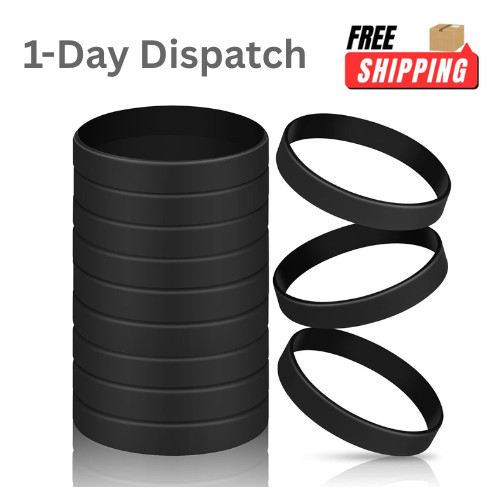 JOVITEC 12 Pack Black Rubber Bracelets Silicone Wristbands