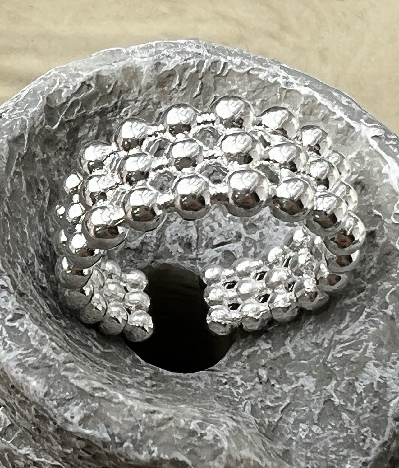 3 Tier Bubble Ball Ring Open Size No Silver Stamp? Selling As Costume Jewellery!